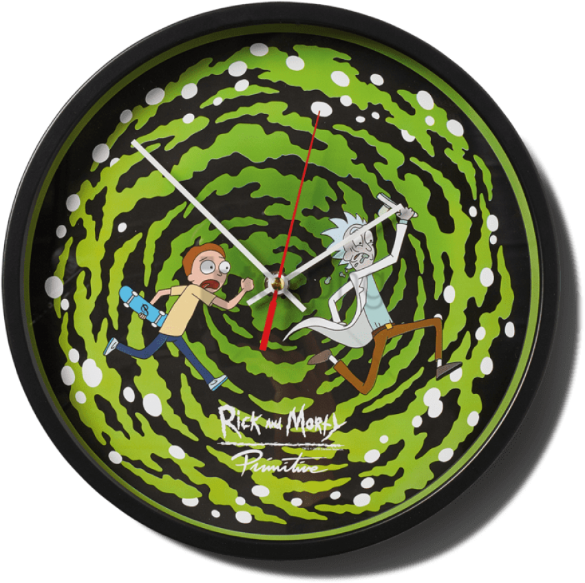 Portal Glow In The Dark Wall Clock - Rick And Morty Primitive (800x800), Png Download
