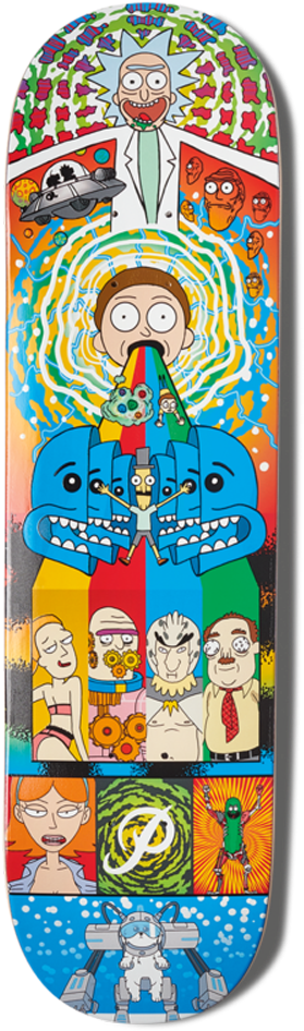 Primitive Skate Rick And Morty Portal Collage Skateboard - Rick And Morty Primitive (1000x1000), Png Download