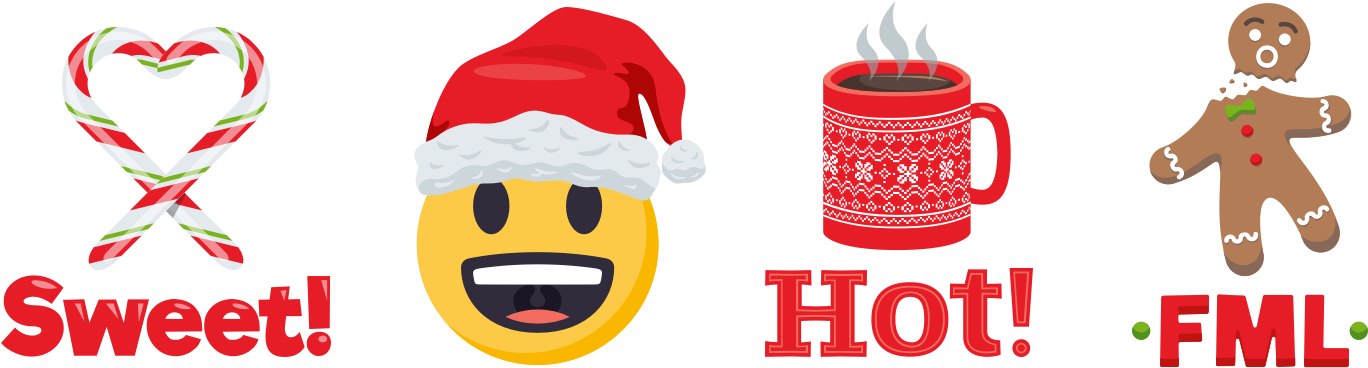 Make Your Messages Merry With These Festive Stickers - Grinning-face Emoji Note Cards (pk Of 20) (1400x374), Png Download
