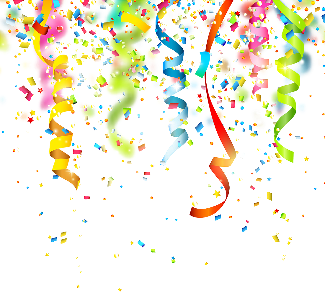 Birthday Confetti Party Clip Art - Confetti Transparent Background Png (1100x1100), Png Download