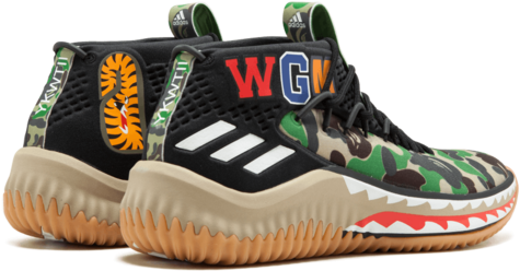 Adidas A Bathing Ape Dame 4 Bape Green Camo Ap9974 - Adidas X Bape Mens Dame 4 Ap9974 (600x360), Png Download