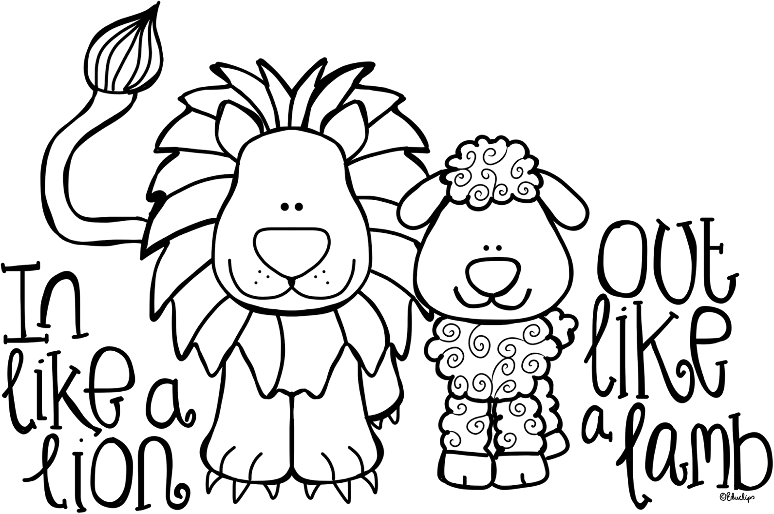 Simple Lamb At Getdrawings - March Lion Lamb Coloring Pages (1600x1066), Png Download