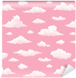 Cloud Vector Seamless Pattern - Pink Cartoon Clouds (400x400), Png Download