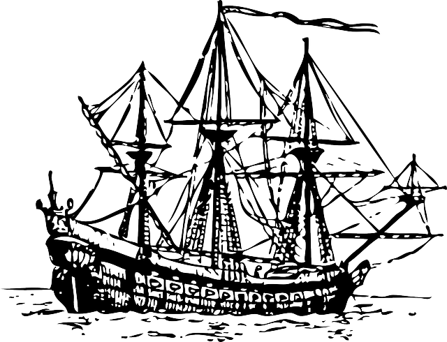 Outline, Ship, Boat, Ocean, Century, Sea, Sail - Spanish Armada Ship Png (640x490), Png Download
