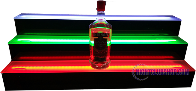 Led 3 Tier Liquor Bottle Shelf Display Glorifier - Diy Light Up Bar Shelf (659x345), Png Download