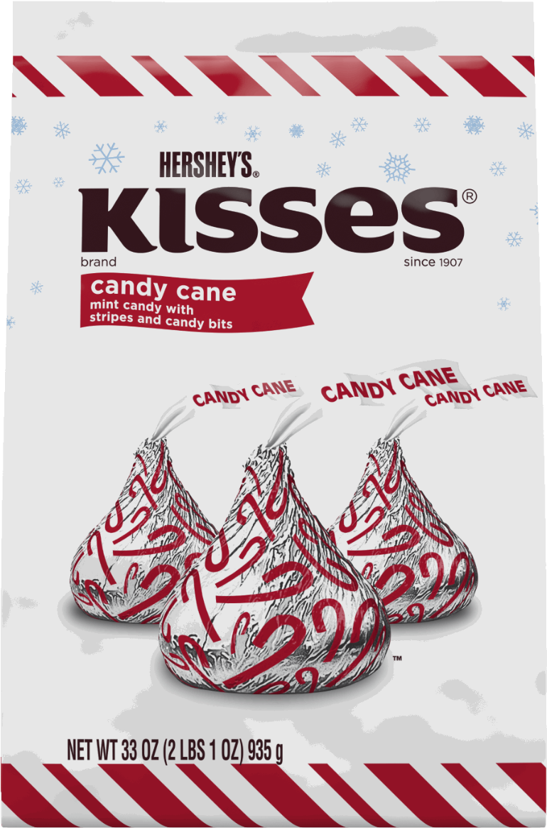 Hersheys Holiday Kisses Candy Cane Mint Candies 178ounce - Hersheys Kisses Candy Cane - 33 Oz (1280x1280), Png Download