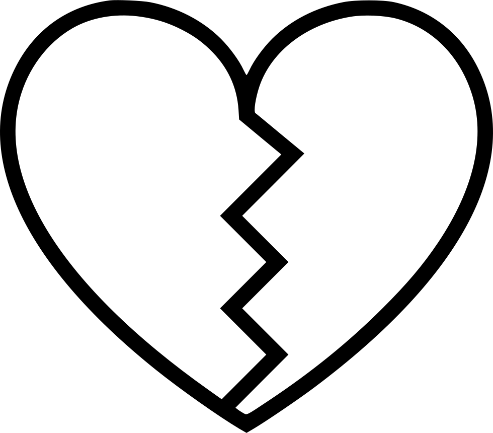 Heart Broken - - Broken Heart Black And White (980x860), Png Download