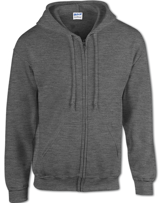 View - Gildan Zip Hoodie Dark Heather (700x700), Png Download