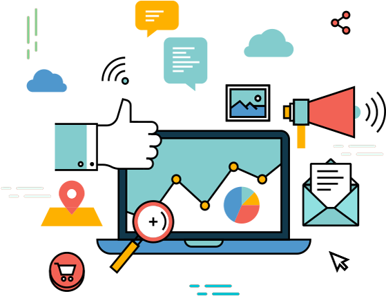 Digital Marketing Vector Png (570x490), Png Download