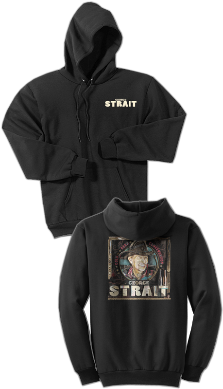 Download George Strait Black Pullover Hoodie- Cold Beer Conversation
