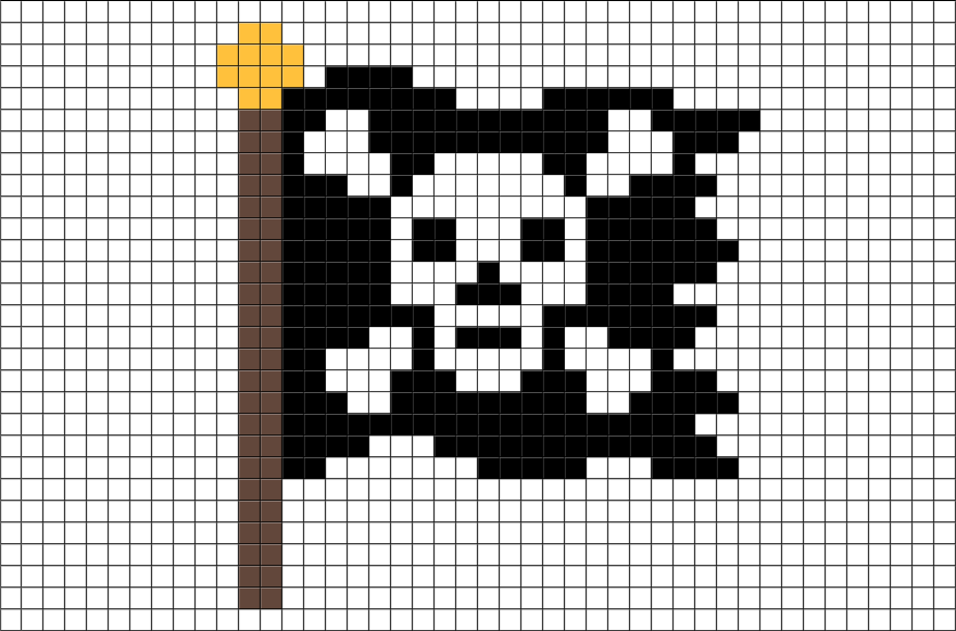 Pixel Art Pirate Flag (880x581), Png Download