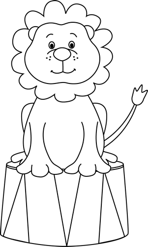 Png Black And White Black And White Clipart Lion - Circus Lion Coloring Page (301x500), Png Download