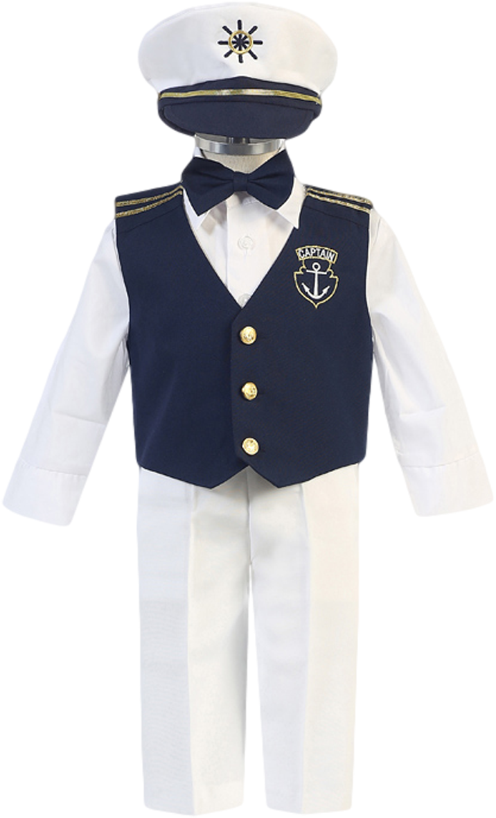 White & Navy Blue Nautical Sailor Vest & Pants 5 Piece - Costume (800x1200), Png Download