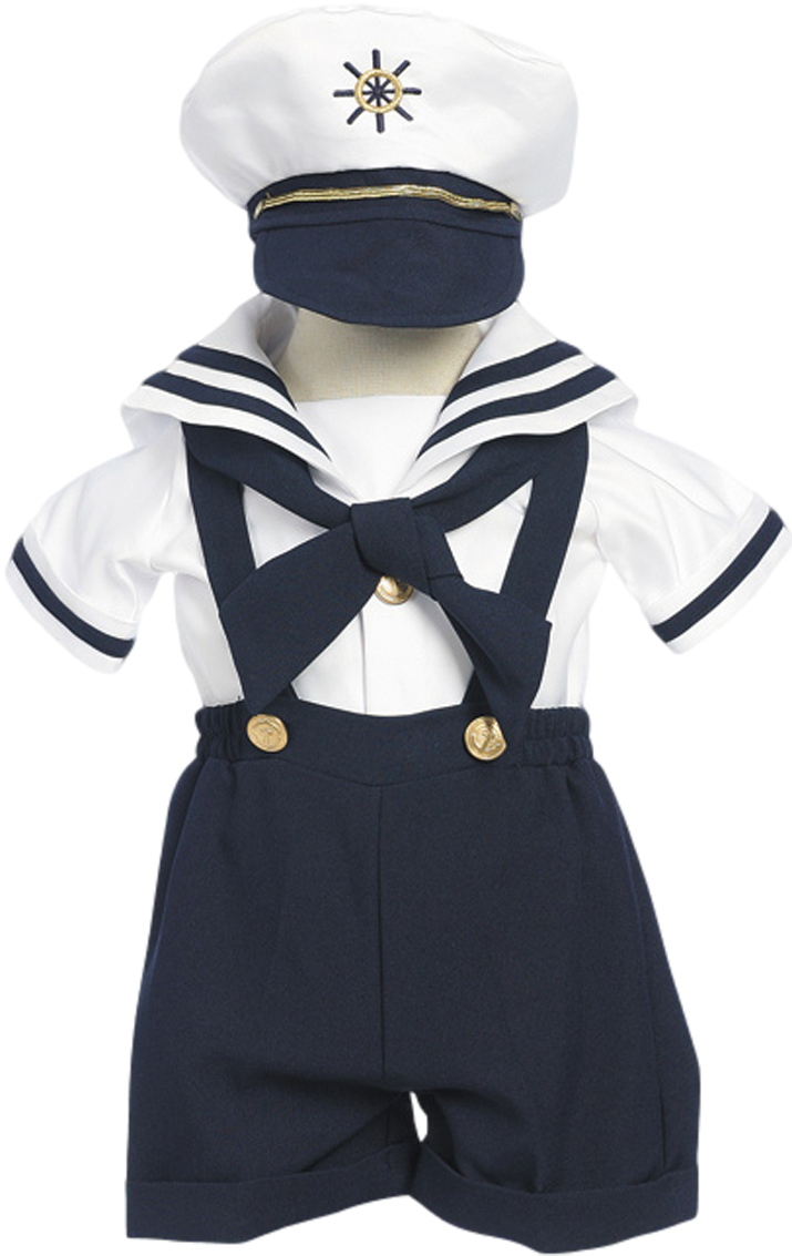 Navy Blue Suspender Shorts Nautical Sailor Outfit With - Baby Sailor Outfit (800x1200), Png Download