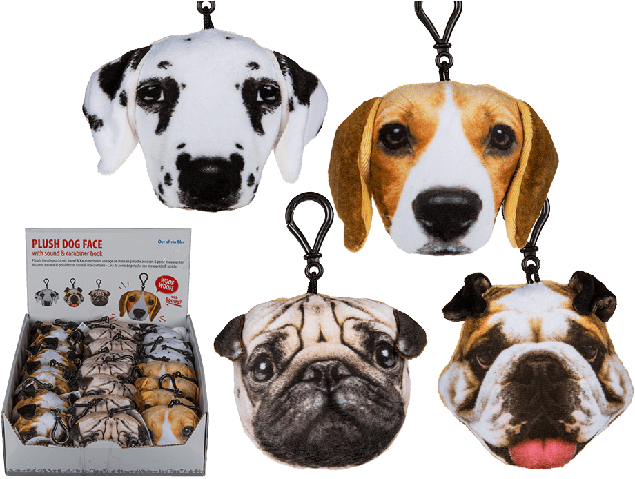 Plush Dog Face With Sound & Carabiner Hook Ca - Peluche De Cara De Perro (945x709), Png Download