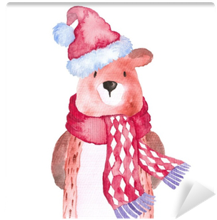 Bear Christmas Animals Winter Watercolor Hand-painted - Christmas Watercolor Animals (400x400), Png Download