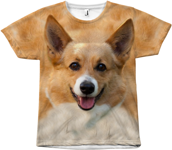 Corgi Dog Face All Over Print Tee Shirt - Dog (600x600), Png Download