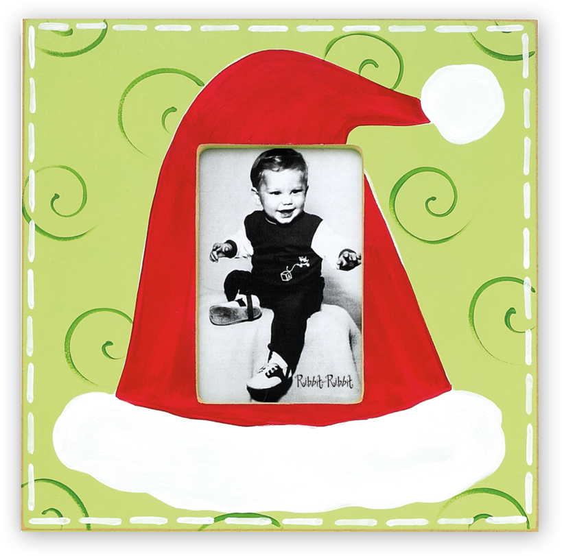 Santa Hat Lime - Santas Hat Flannel Picture Frame (1024x1024), Png Download