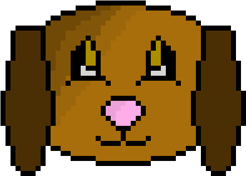 Pixel Dog Face - Dog Face Pixel Art (530x430), Png Download