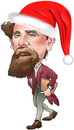 A Caricature Of Dickens Weraing A Santa Hat - Charles Dickens (300x450), Png Download