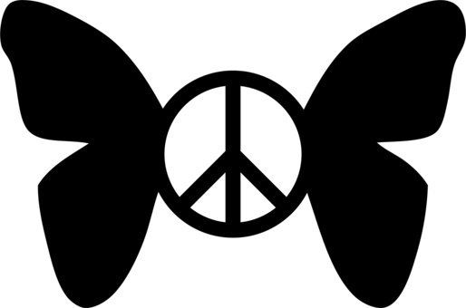 Peace Symbols Doves As Symbols Cross - Butterfly Peace Sign (514x340), Png Download