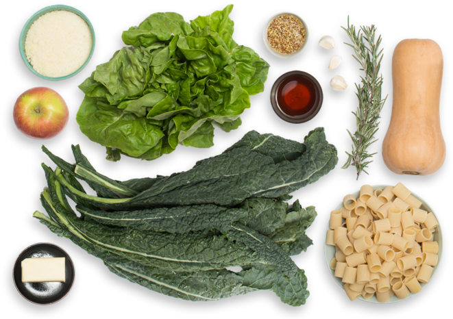 Butternut Squash & Kale Rigatoni With Crispy Rosemary - Lettuce Kale (700x477), Png Download