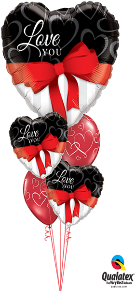 Layer Plus Love You Ribbon & Bows Bouquet - 18" Love You Red Ribbon Foil Balloon (321x640), Png Download