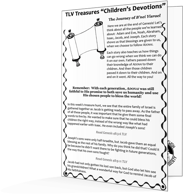 The Tlv Treasures Children's Devotions Encourages The - Monochrome (864x804), Png Download