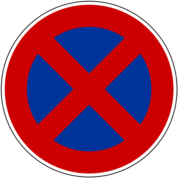 Stop & Parking Prohibited Road Sign Png - Circle (720x720), Png Download