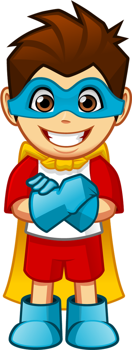 Cartoon Smiling Superhero Boy With Arms Crossed - Super Hero Cartoon Png (450x1140), Png Download
