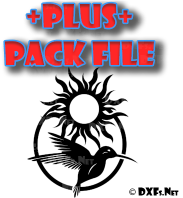Dxf313-p Flying Hummingbird Silhouette With Sun Design - Half Circle Design Cnc (400x400), Png Download