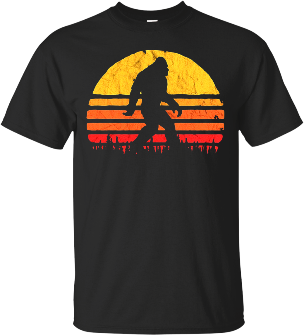 Retro Bigfoot Silhouette Sun - Tshirts Motorcycle (1155x1155), Png Download
