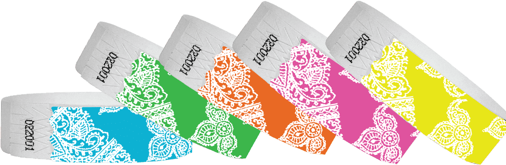 3/4 Tyvek Wristband Design Henna - Tyvek (1000x444), Png Download