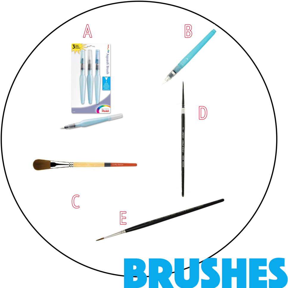 2 Brushes Site - Pentel Arts Aquash Water Brush Set (pack (1000x1000), Png Download