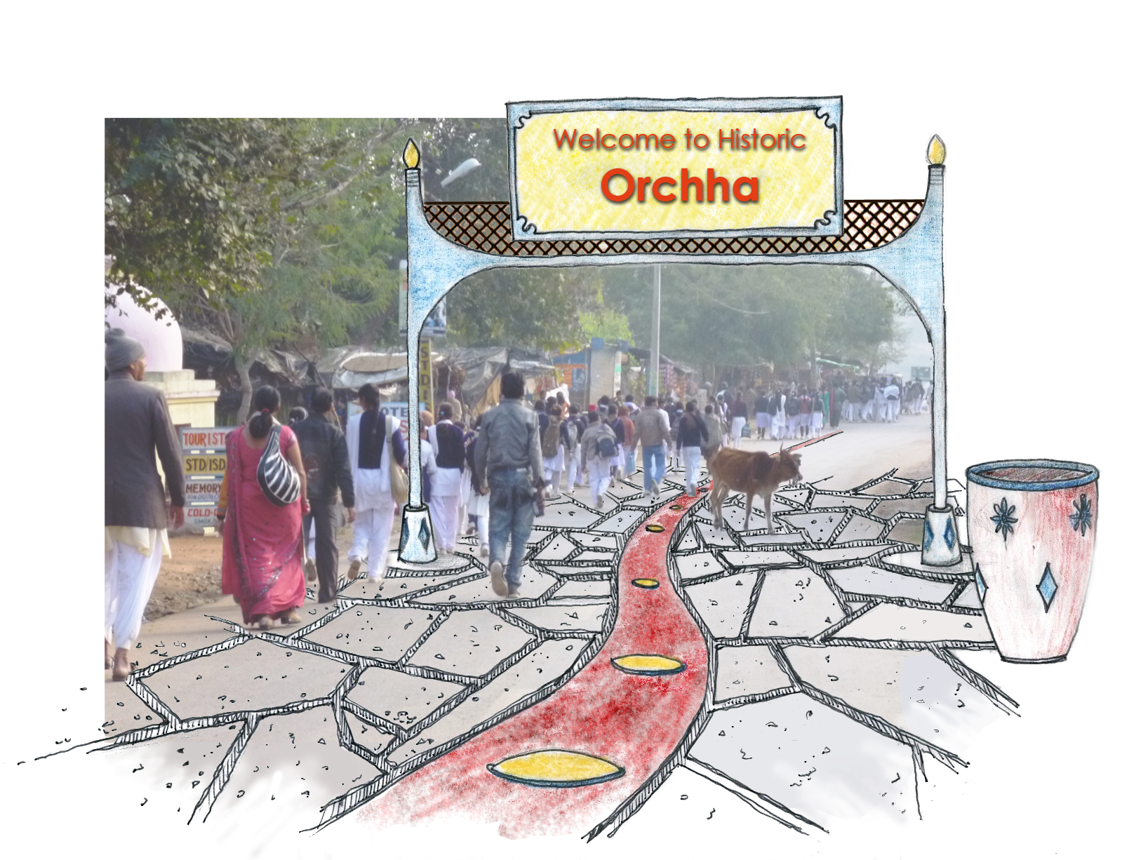 Proposed Pedestrian Entrance Of Historic Town - Pedestrian (1627x1225), Png Download