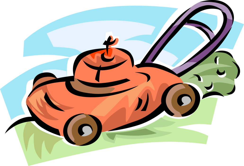 Vector Illustration Of Yard Work Lawn Mower Cuts Grass - Lawn (1032x700), Png Download