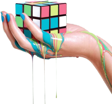 Society6 Melting Rubiks Cube Metal Print By Paul Fuentes (480x480), Png Download