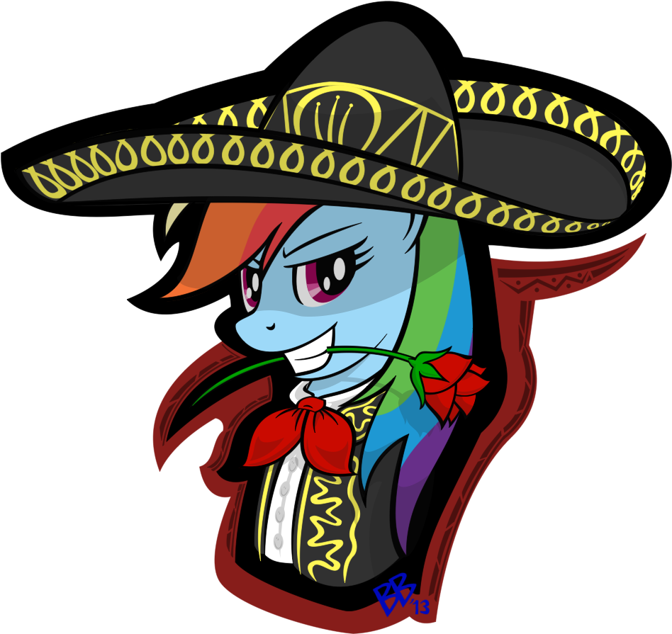 Bravelyart, Mariachi, Rainbow Dash, Safe, Solo - Rainbow Dash Mariachi (1000x950), Png Download