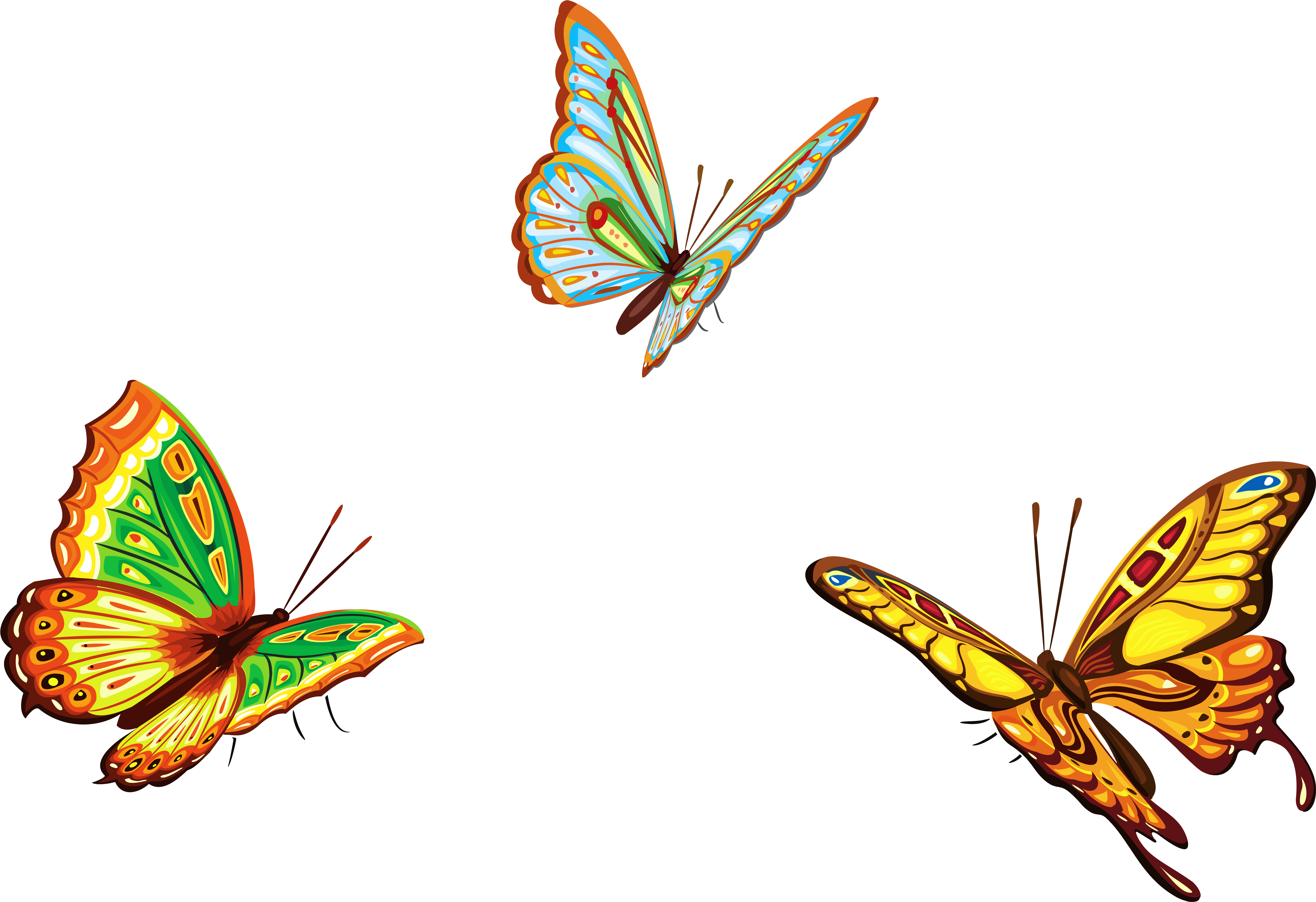Three Butterflies Png Clipart Picture (9036x6125), Png Download