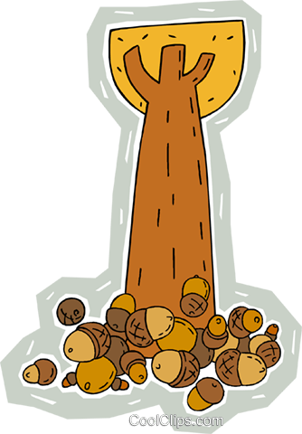 Clip Art Acorns Beneath A Tall Oak Tree Royalty Free (334x480), Png Download