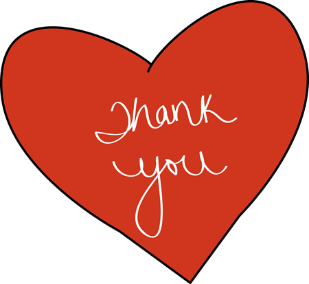 Thank You Heart - Thank You In A Heart (450x413), Png Download