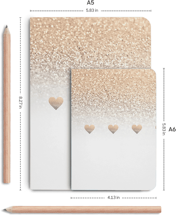 Dailyobjects Gatsby Gold Ombre White Hearts A5 Notebook - T375/t377 Case, Galaxy Tab E 8.0" Tablet Case, Dteck (600x700), Png Download