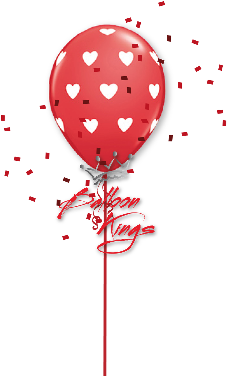 11in Latex White Hearts - Big Hearts Polka Dots White And Red Balloons - Pack (1080x1280), Png Download