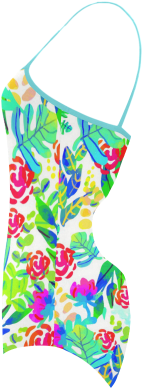 Cute Tropical Watercolor Flowers Strap Swimsuit - Cafepress Jungle Watercolor Flowers F Full/queen Duvet (500x500), Png Download