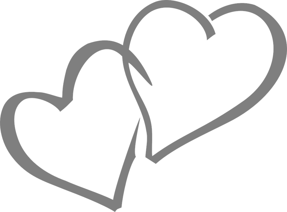 Double Heart Clipart Black And White - Wedding Hearts (600x443), Png Download
