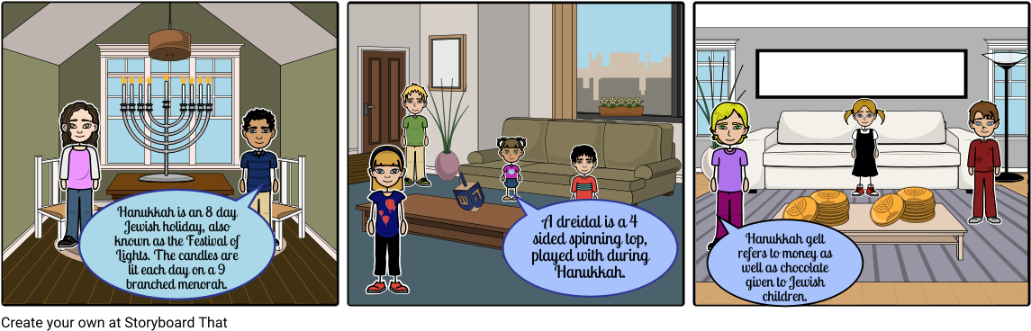 Hanukkah - Cartoon (1164x385), Png Download