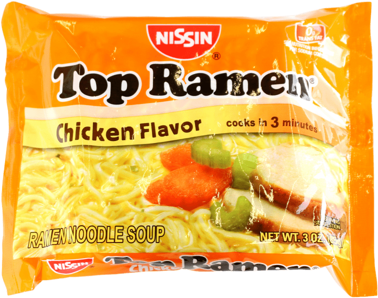 Nissin Top Ramen Chicken Noodle Soup 3oz - Nissin Top Ramen Chicken 3 Oz (1350x900), Png Download