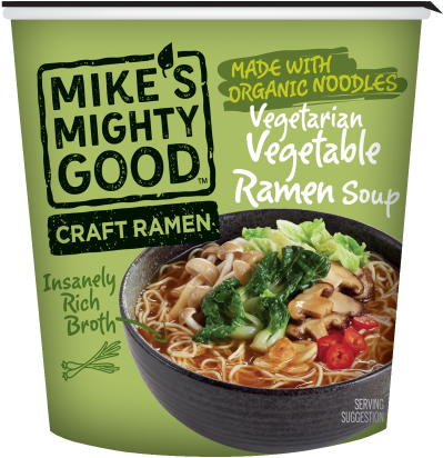 Vegetarian Vegetable Ramen Noodle Soup Cup 6 Pack - Mike's Mighty Good Vegetarian Vegetable Ramen Cup 1.7oz (400x600), Png Download