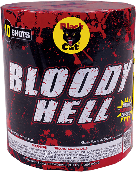 Bloody Hell 10's Bc - Black Cat Fireworks (600x600), Png Download