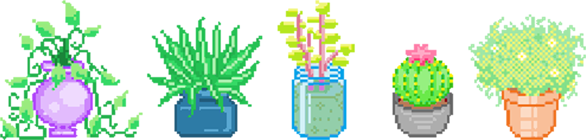 Pixel Art Pixelation Succulent Plant - Plant Pixel Art (2048x720), Png Download